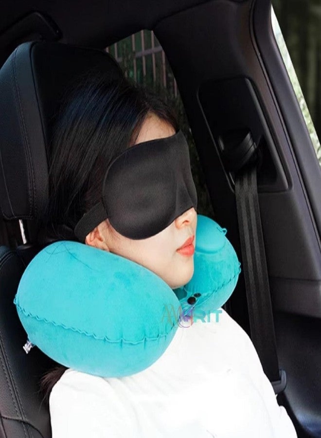 Vajin Portable Push Type Automatic Inflatable U-Shaped Pillow | Travel Press Button Neck Pillow for Outdoor Travelling (Multi-Color, Pack of 1) - Image 4